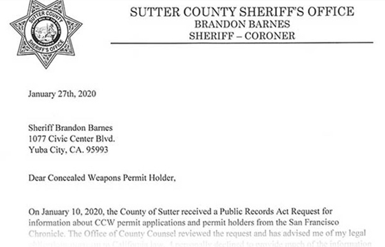 California Sheriff Protects CCW Holders' Personal Information