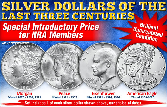 Introductory Price for NRA Members: Silver Dollar 4 Coin Set!