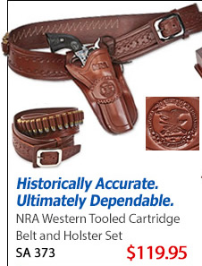 NRA Western Tooled Cartridge Belt and Holster Set