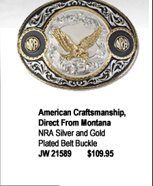 NRA Silver and Gold Plated Belt Buckle