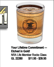 NRA Life Member Rocks Glass
